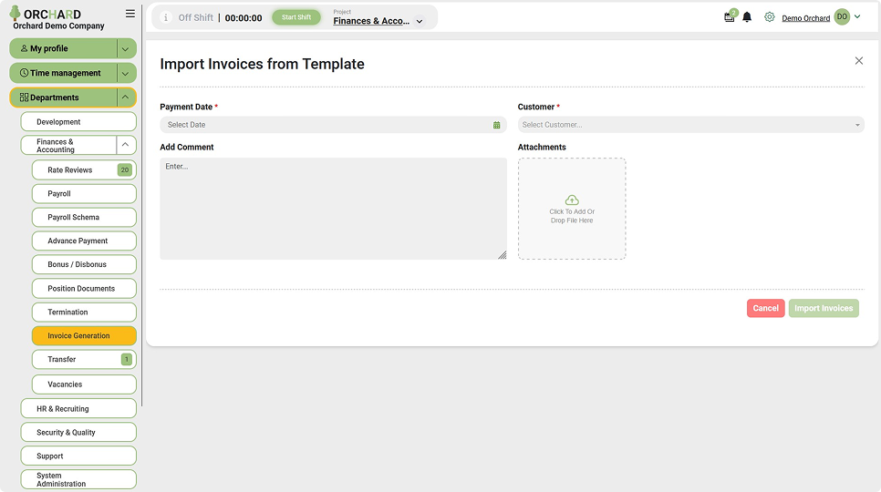 Invoice Generation Module