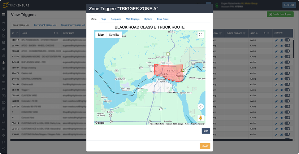 Zone Trigger Settings
